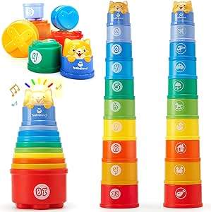 9 PCS Rainbow Stacking Cups for Kids 3
